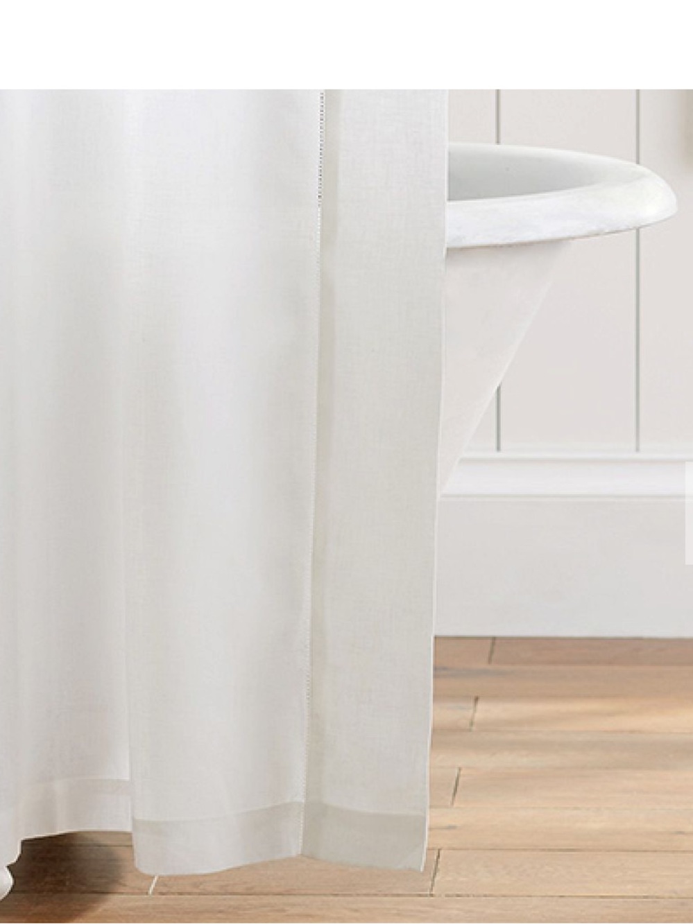 Pottery Barn Belgian Flax Linen Hempstitch Shower Curtain
